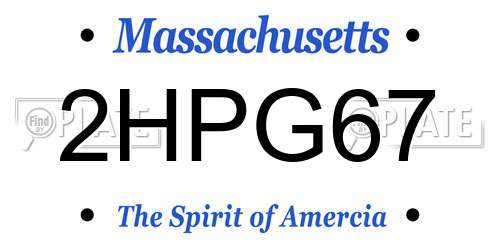 2HPG67 Massachusetts License Plate