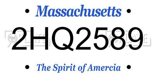 2HQ2589 Massachusetts License Plate