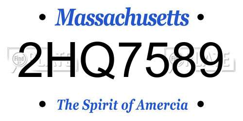 2HQ7589 Massachusetts License Plate
