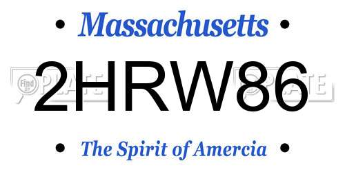 2HRW86 Massachusetts License Plate