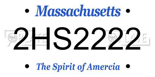 2HS2222 Massachusetts License Plate
