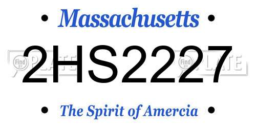 2HS2227 Massachusetts License Plate