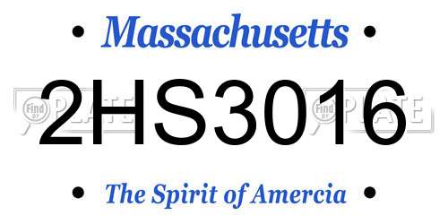 2HS3016 Massachusetts License Plate