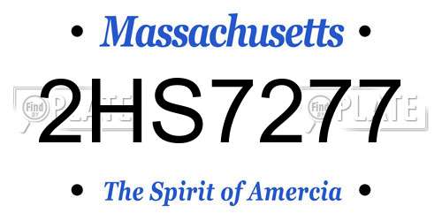 2HS7277 Massachusetts License Plate