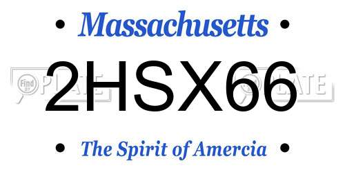 2HSX66 Massachusetts License Plate