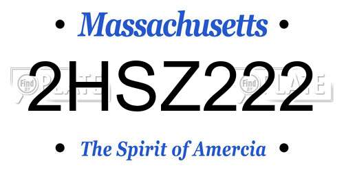 2HSZ222 Massachusetts License Plate