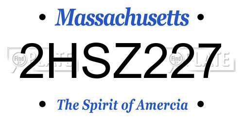 2HSZ227 Massachusetts License Plate