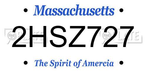 2HSZ727 Massachusetts License Plate