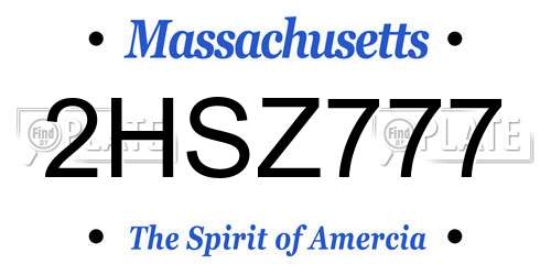 2HSZ777 Massachusetts License Plate