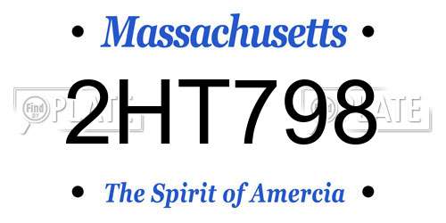 2HT798 Massachusetts License Plate