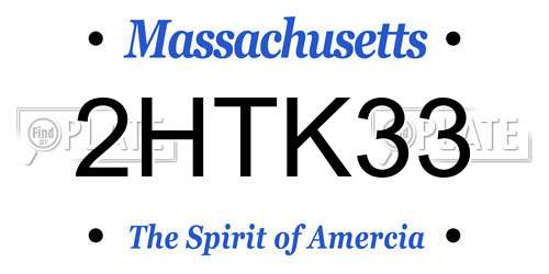 2HTK33 Massachusetts License Plate