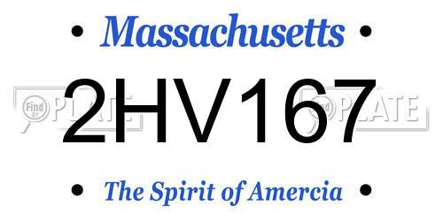 2HV167 Massachusetts License Plate