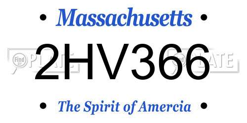 2HV366 Massachusetts License Plate