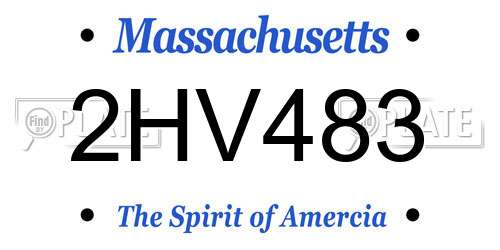 2HV483 Massachusetts License Plate