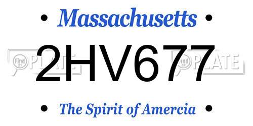 2HV677 Massachusetts License Plate