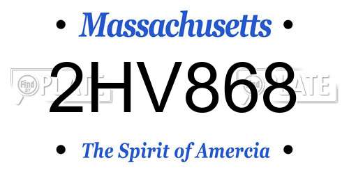 2HV868 Massachusetts License Plate