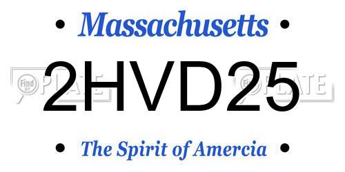 2HVD25 Massachusetts License Plate