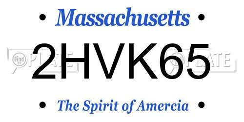 2HVK65 Massachusetts License Plate
