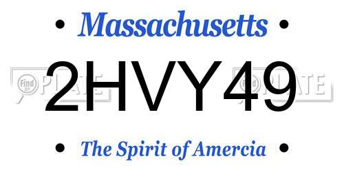 2HVY49 Massachusetts License Plate