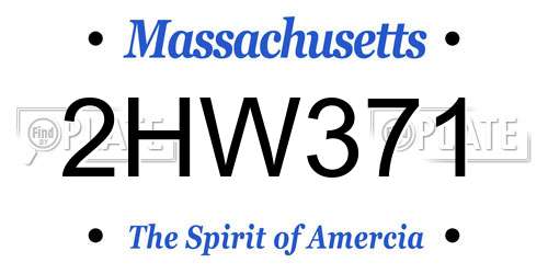 2HW371 Massachusetts License Plate