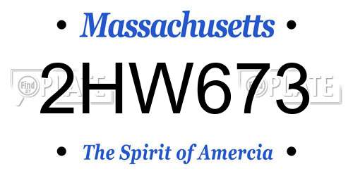 2HW673 Massachusetts License Plate