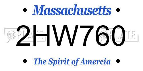 2HW760 Massachusetts License Plate