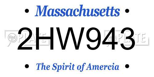 2HW943 Massachusetts License Plate