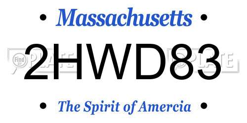 2HWD83 Massachusetts License Plate