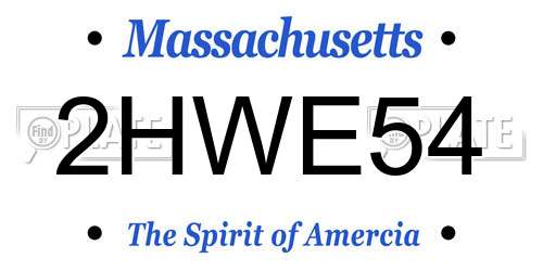 2HWE54 Massachusetts License Plate