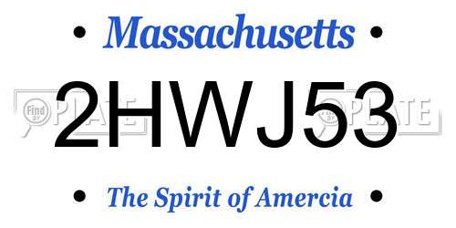 2HWJ53 Massachusetts License Plate