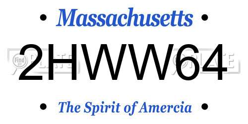 2HWW64 Massachusetts License Plate