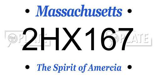 2HX167 Massachusetts License Plate