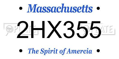 2HX355 Massachusetts License Plate