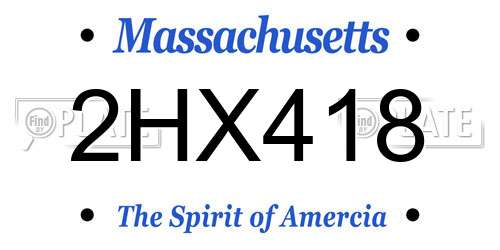 2HX418 Massachusetts License Plate