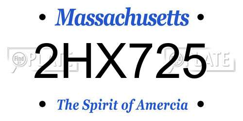 2HX725 Massachusetts License Plate