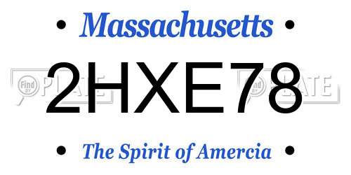2HXE78 Massachusetts License Plate