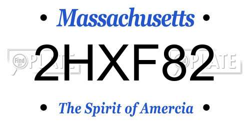 2HXF82 Massachusetts License Plate