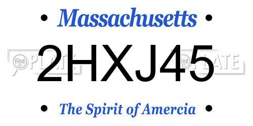 2HXJ45 Massachusetts License Plate