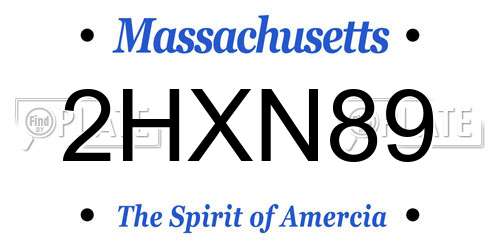 2HXN89 Massachusetts License Plate