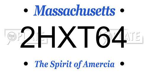 2HXT64 Massachusetts License Plate