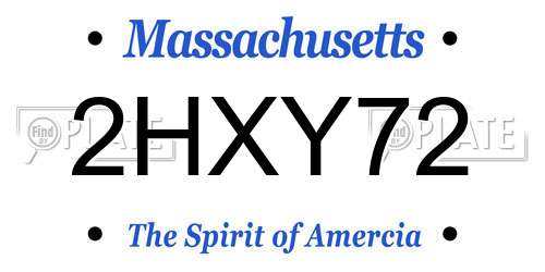 2HXY72 Massachusetts License Plate