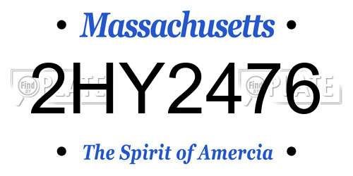 2HY2476 Massachusetts License Plate