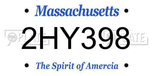 2HY398 Massachusetts License Plate