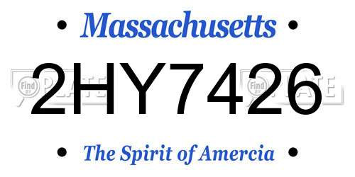 2HY7426 Massachusetts License Plate