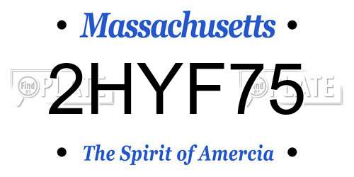 2HYF75 Massachusetts License Plate