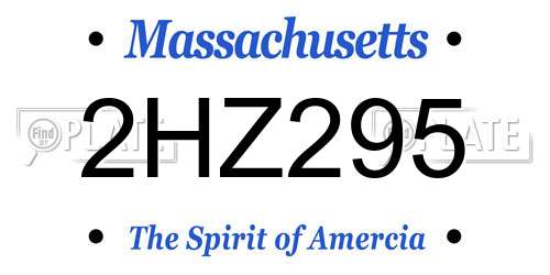 2HZ295 Massachusetts License Plate