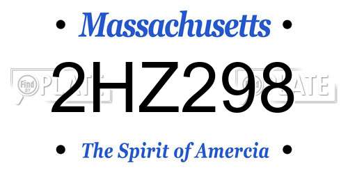2HZ298 Massachusetts License Plate