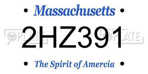 2HZ391 Massachusetts License Plate