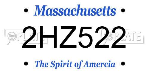 2HZ522 Massachusetts License Plate