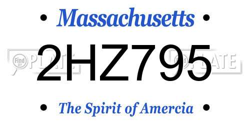 2HZ795 Massachusetts License Plate